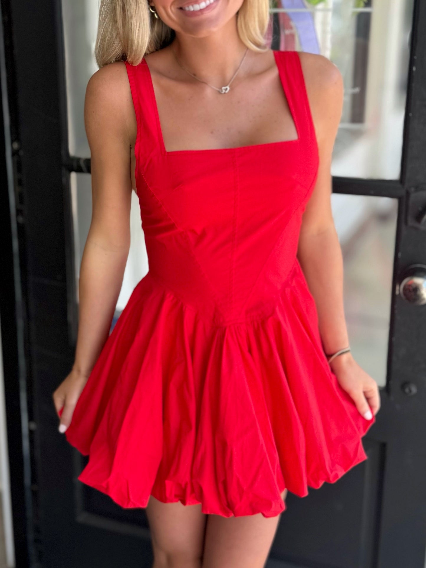 Red Bubble Hem Mini