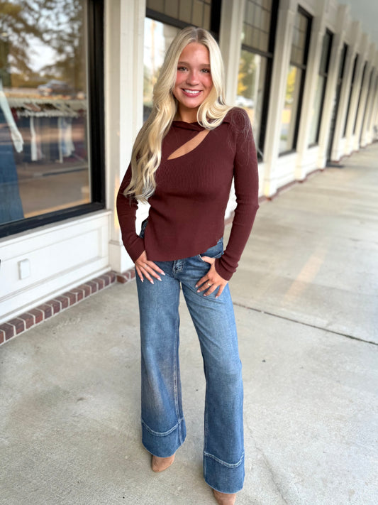 Twisted Front Rib Sweater(2 colors)