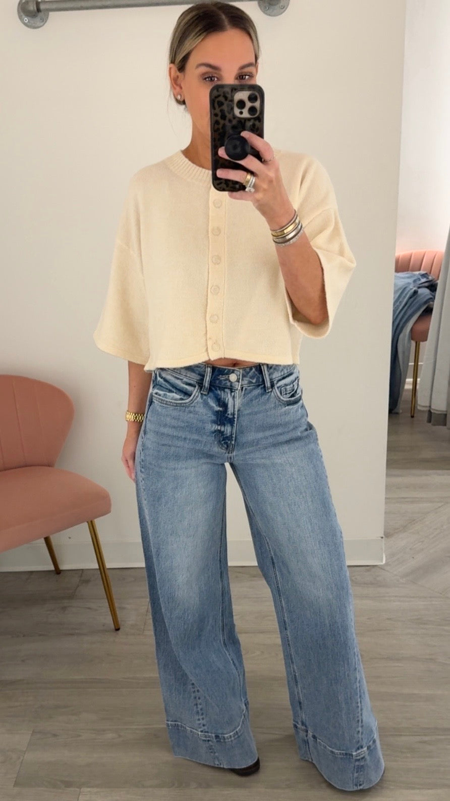 High Rise Slant Back Belt Jean