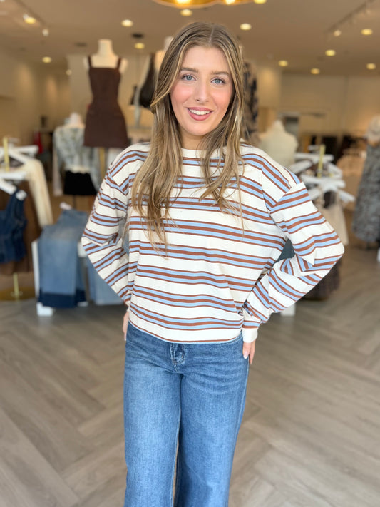 Blue Camel L/S Stripe Top