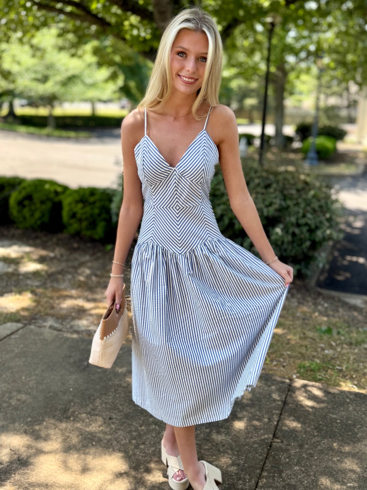 Stripe Wavy Waist Midi (2 colors)