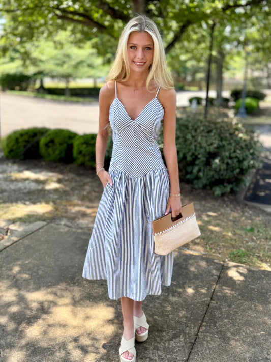 Stripe Wavy Waist Midi (2 colors)