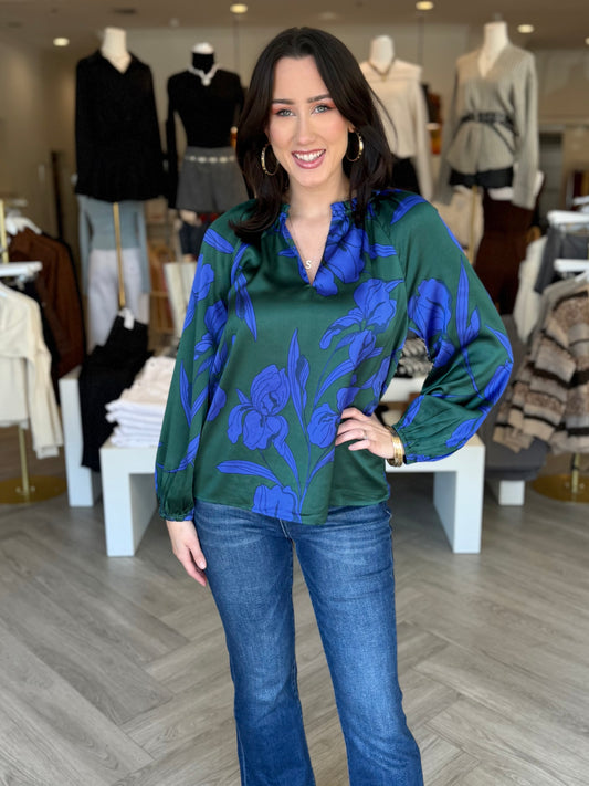 Busbee Floral Alcazar Satin Blouse