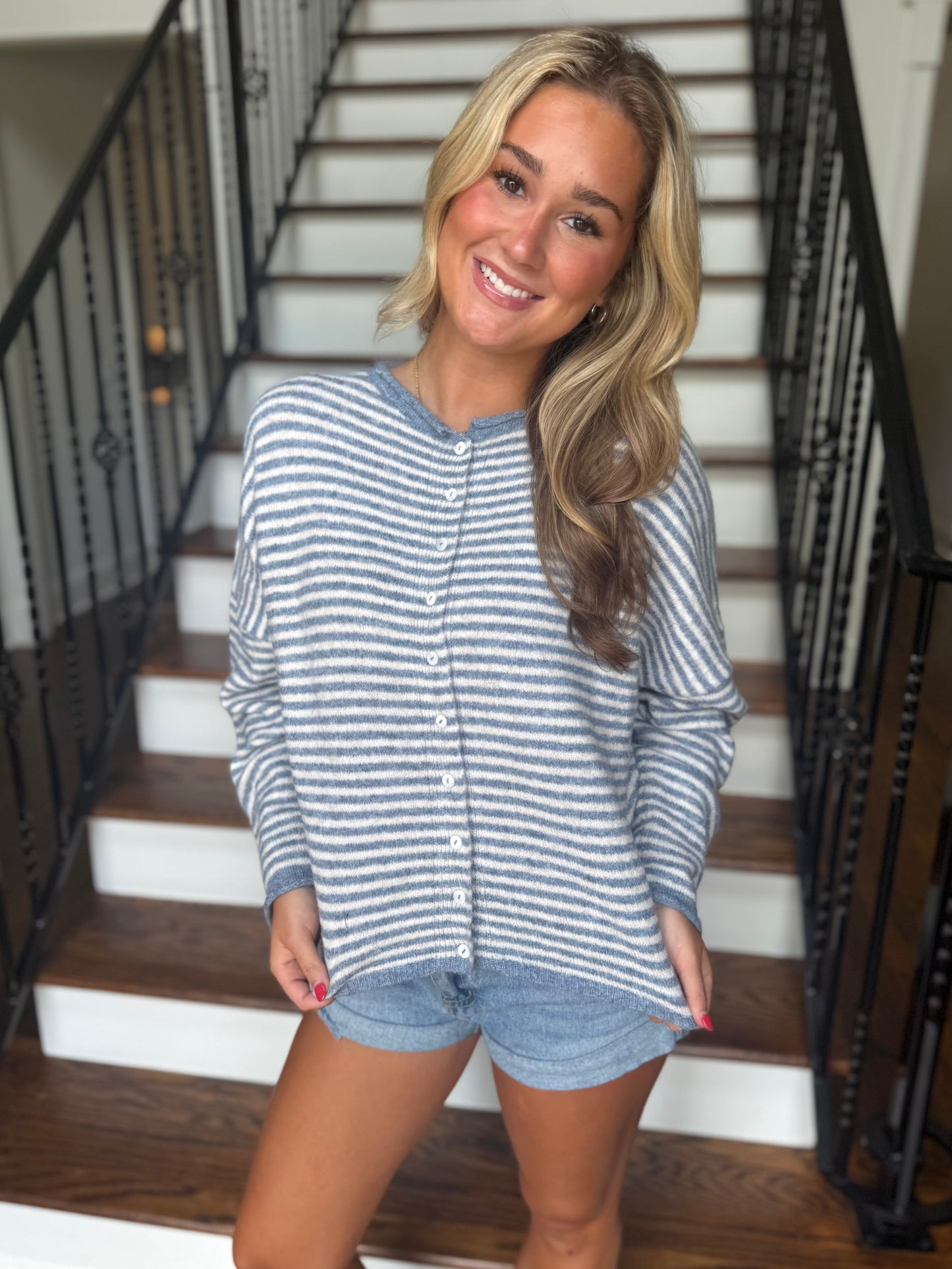 Stripe Raw Edge Cardigan (3 colors)