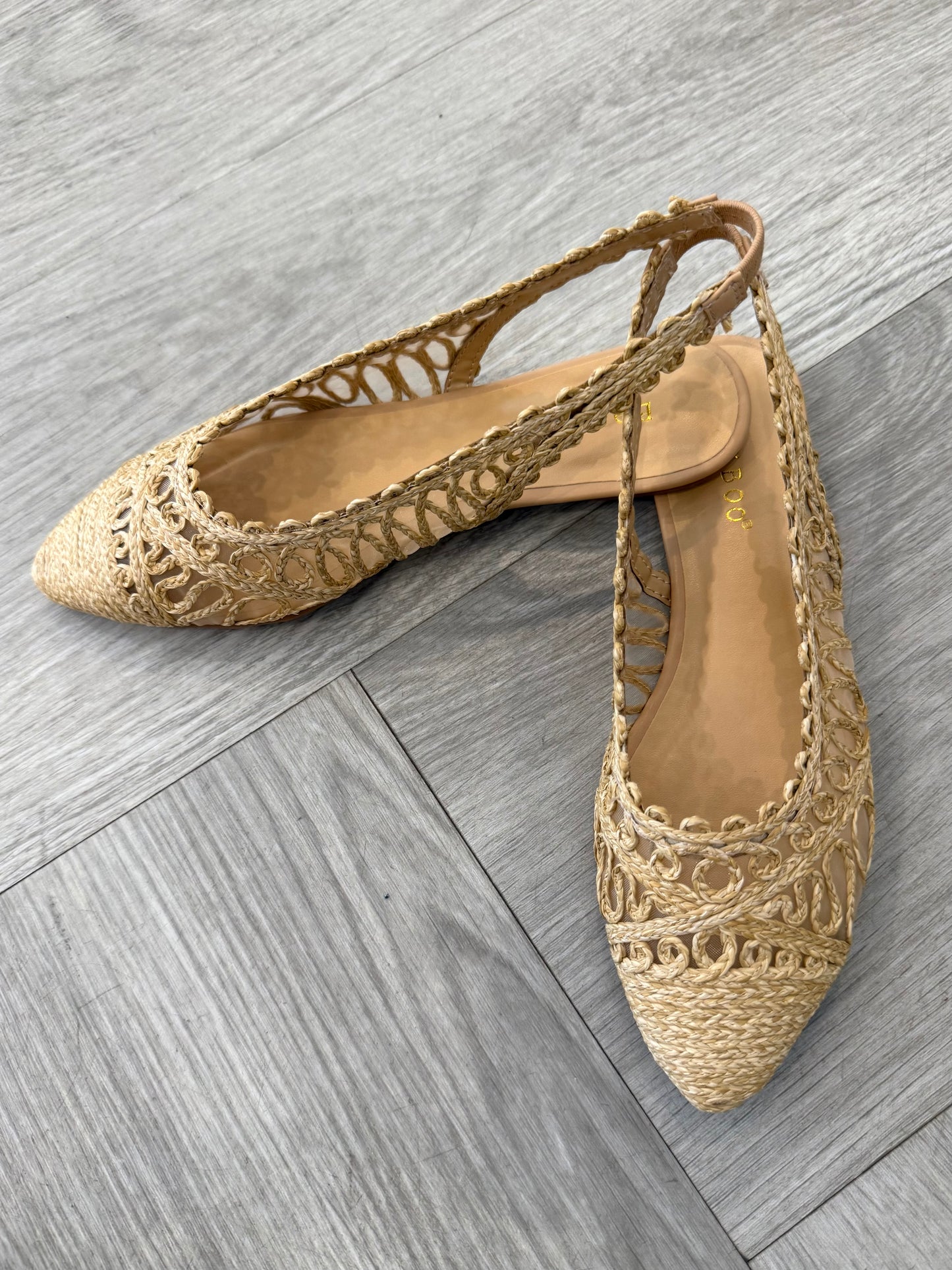 Woven Beige Sling Back Flat