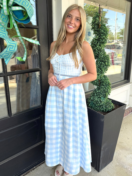 Blue Plaid Corset Midi