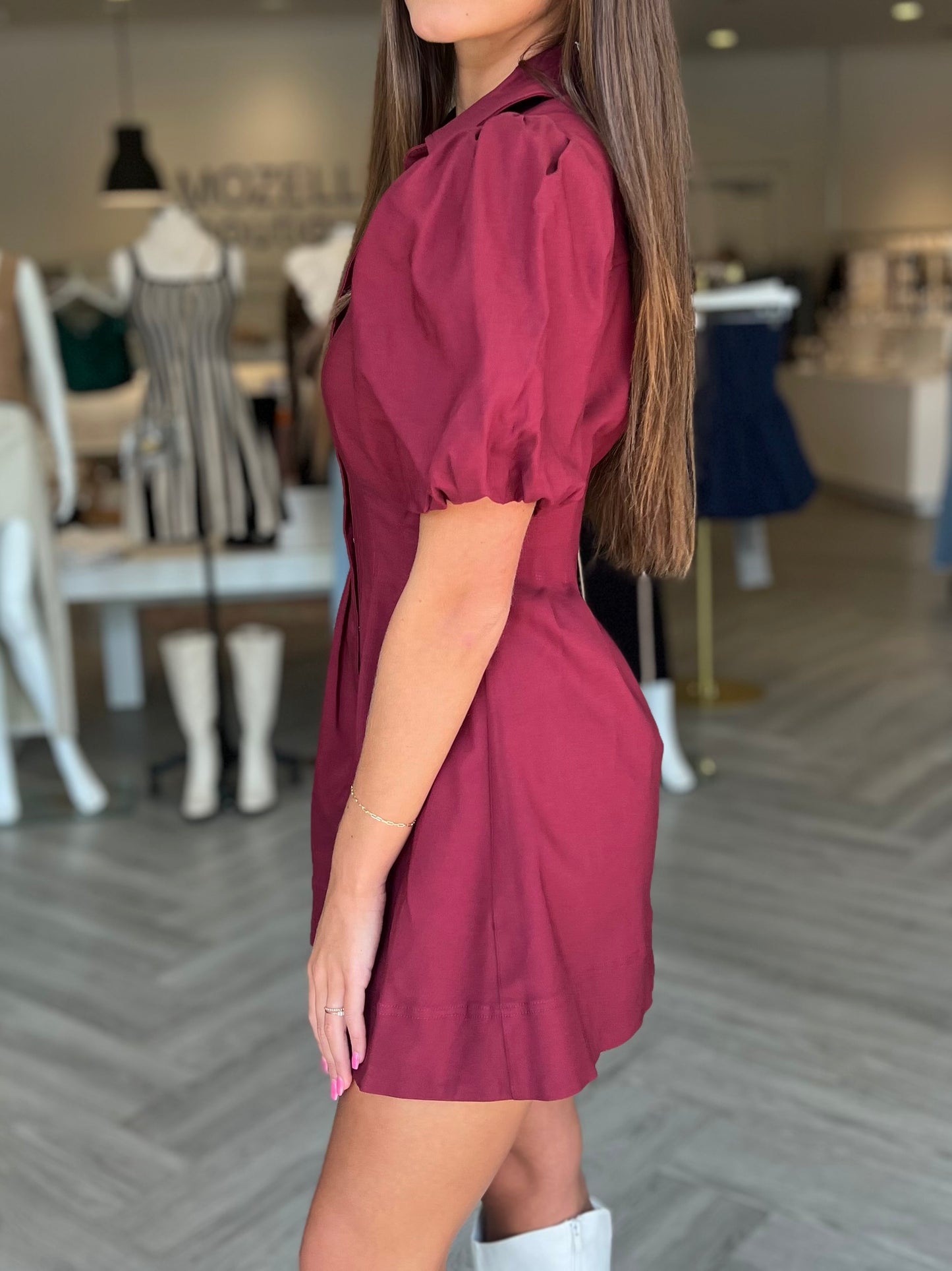 Balloon Sleeve Shirt Dress