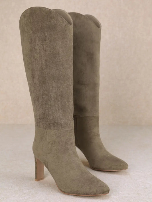 Taupe Kitten Heel Boot