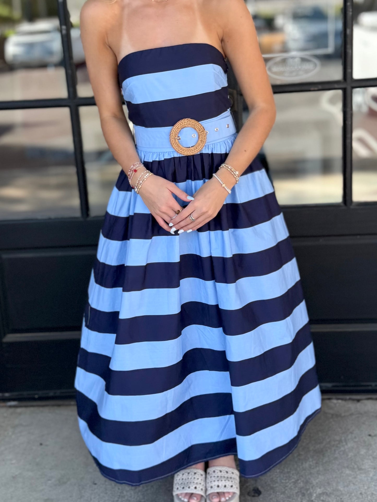 Strapless Belted Stripe Maxi (3 colors)