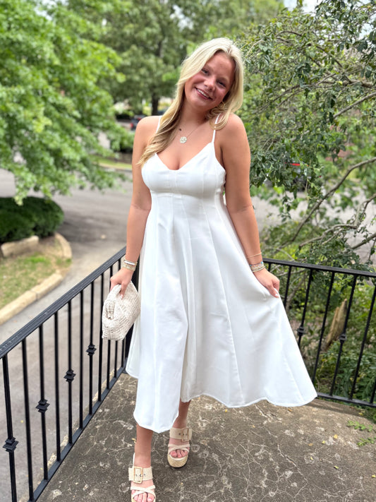 White Flare Midi