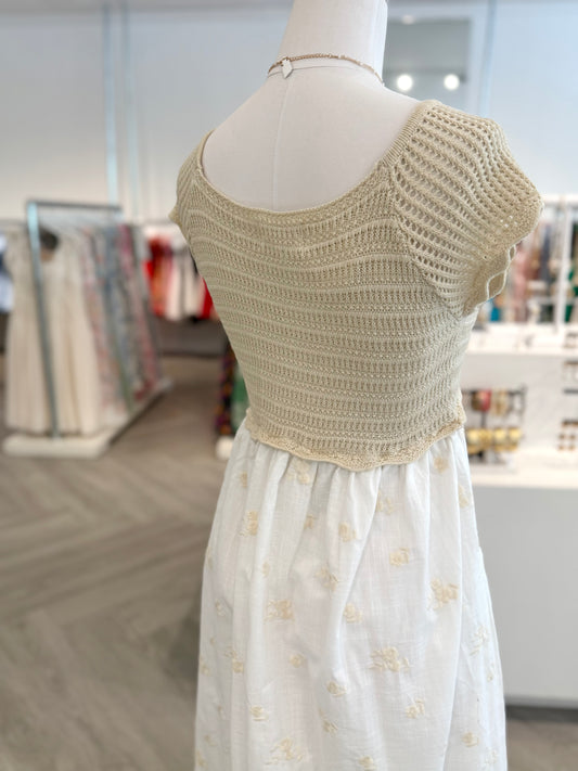 Natural Crochet Top w/ Midi Skirt