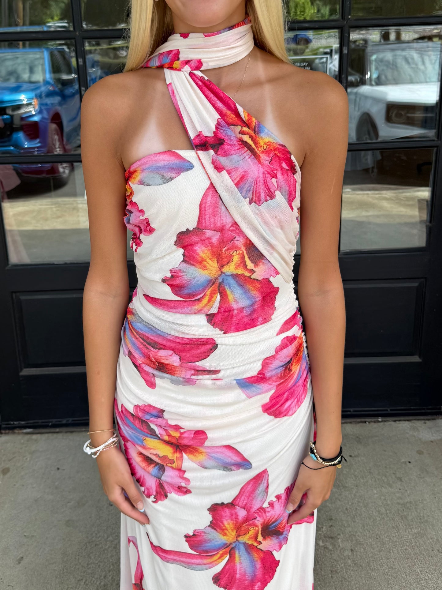 Ivory Floral Scarf Maxi