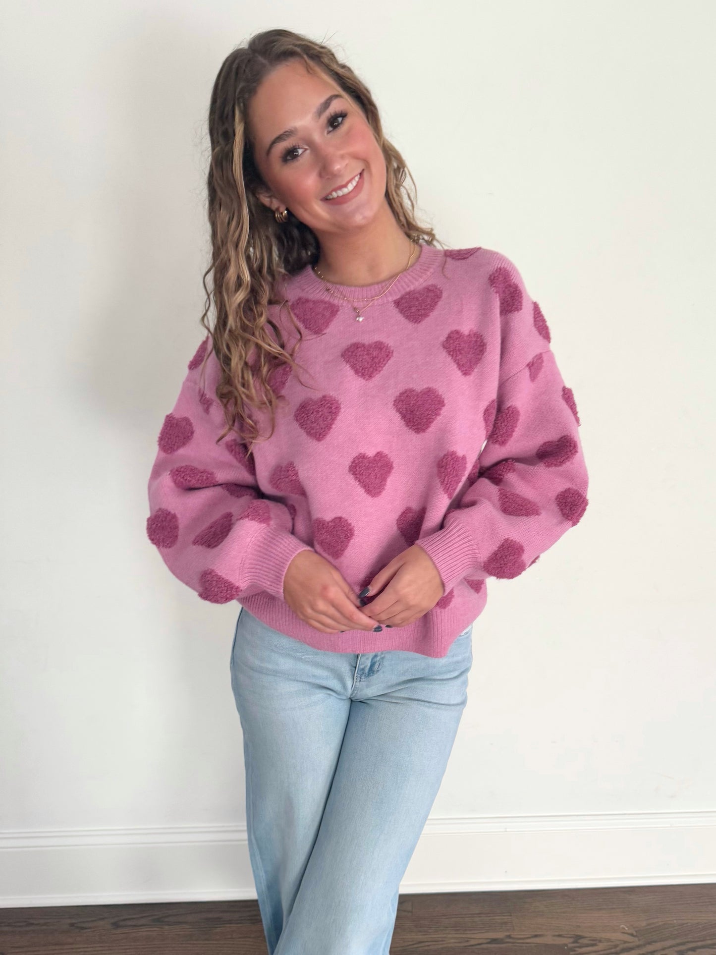 Pink L/S Heart Sweater