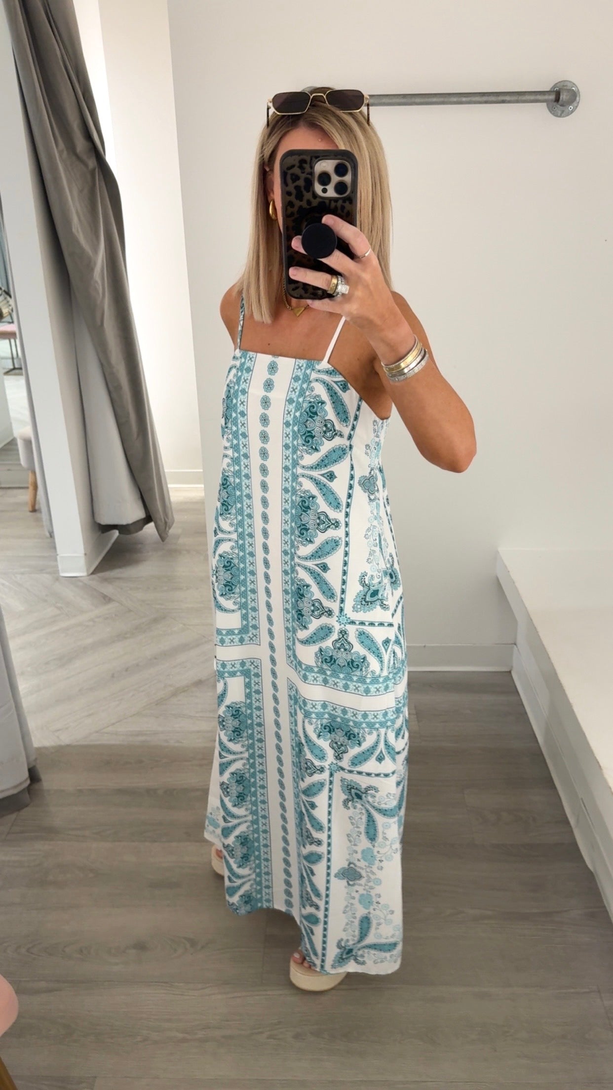 Green Paisley Print Strap Maxi
