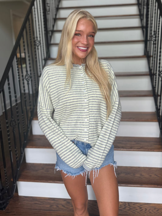 Stripe Raw Edge Cardigan (3 colors)