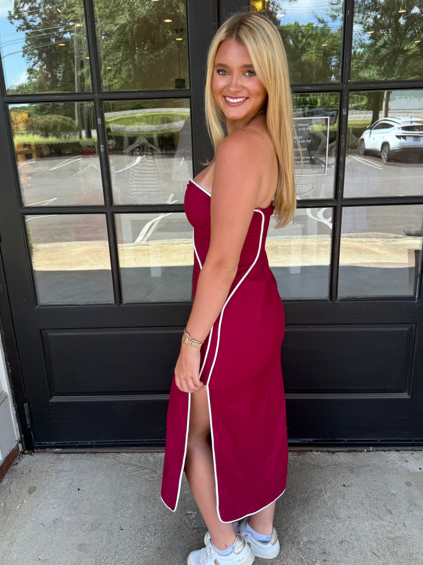 Contrast Piping Slit Midi (5 colors)