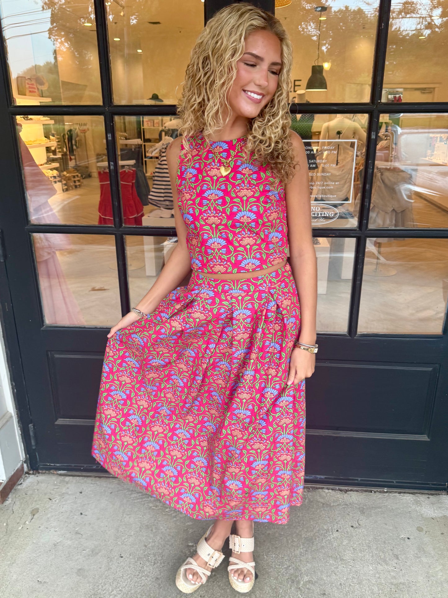 Vibrant Bloom Midi Skirt