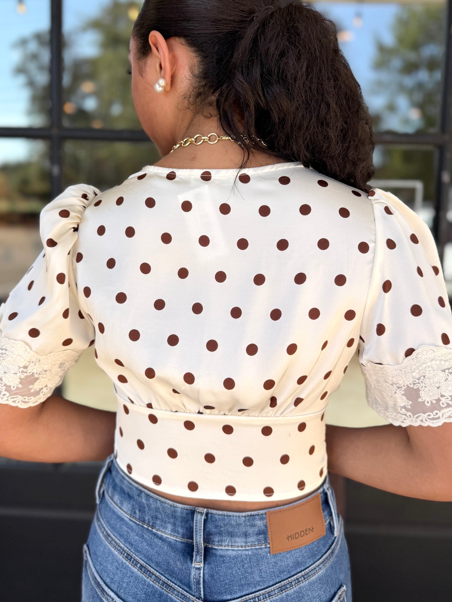 Champagne Polka Dot Lace Top