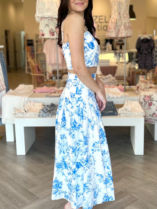 Blue Floral Crop Top