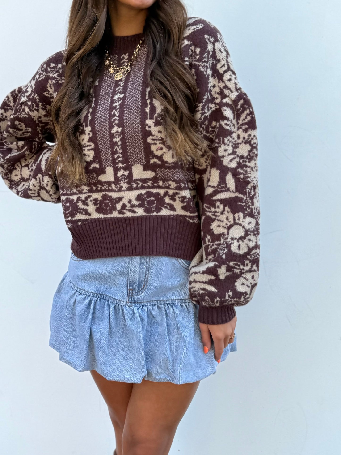 Vintage Flower Crew Sweater