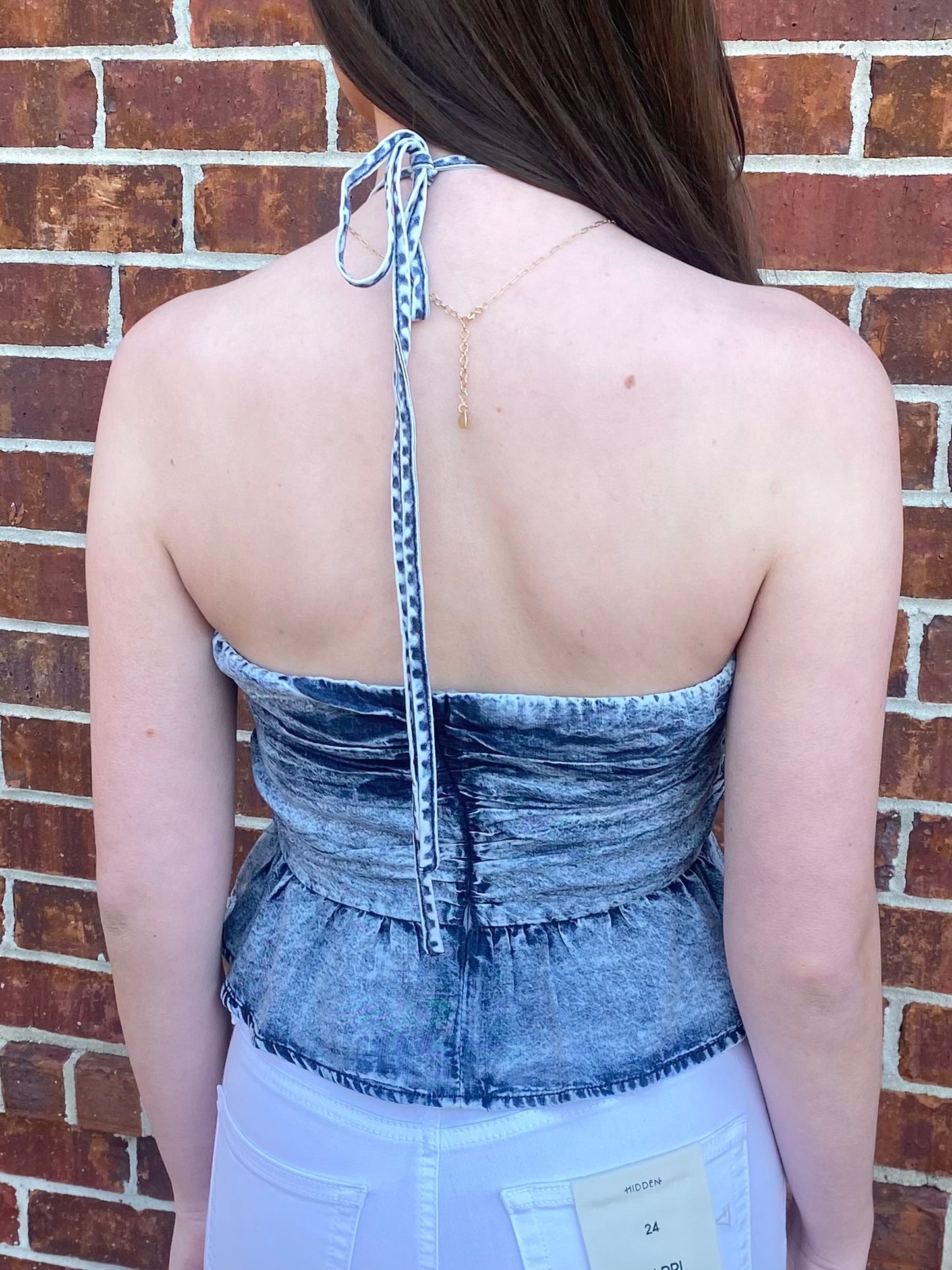 Washed Denim Halter Top