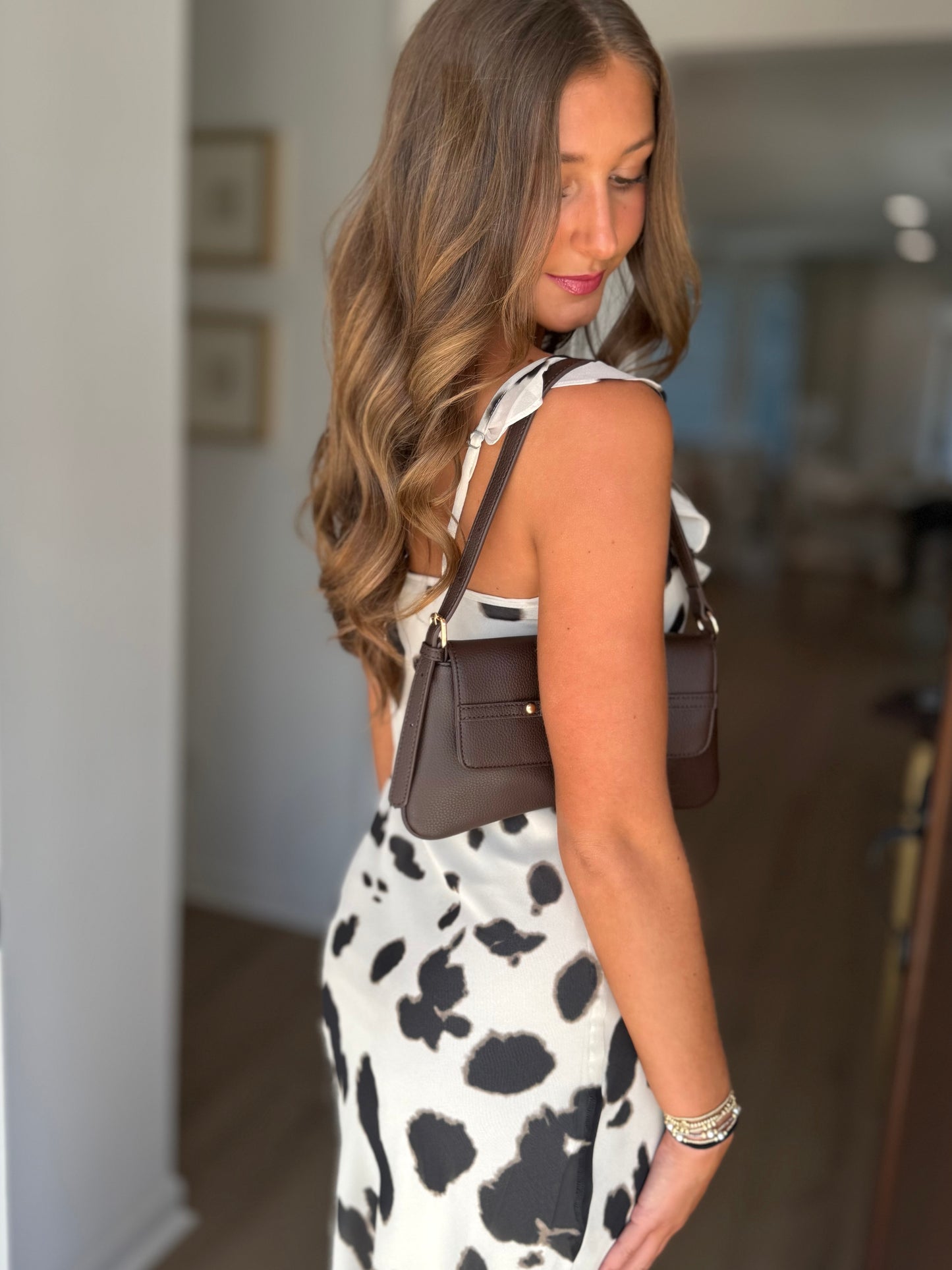 Animal Printed Ruffle Midi