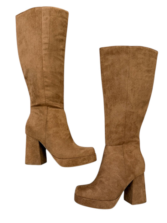 Camel Mid Calf Platform Boot