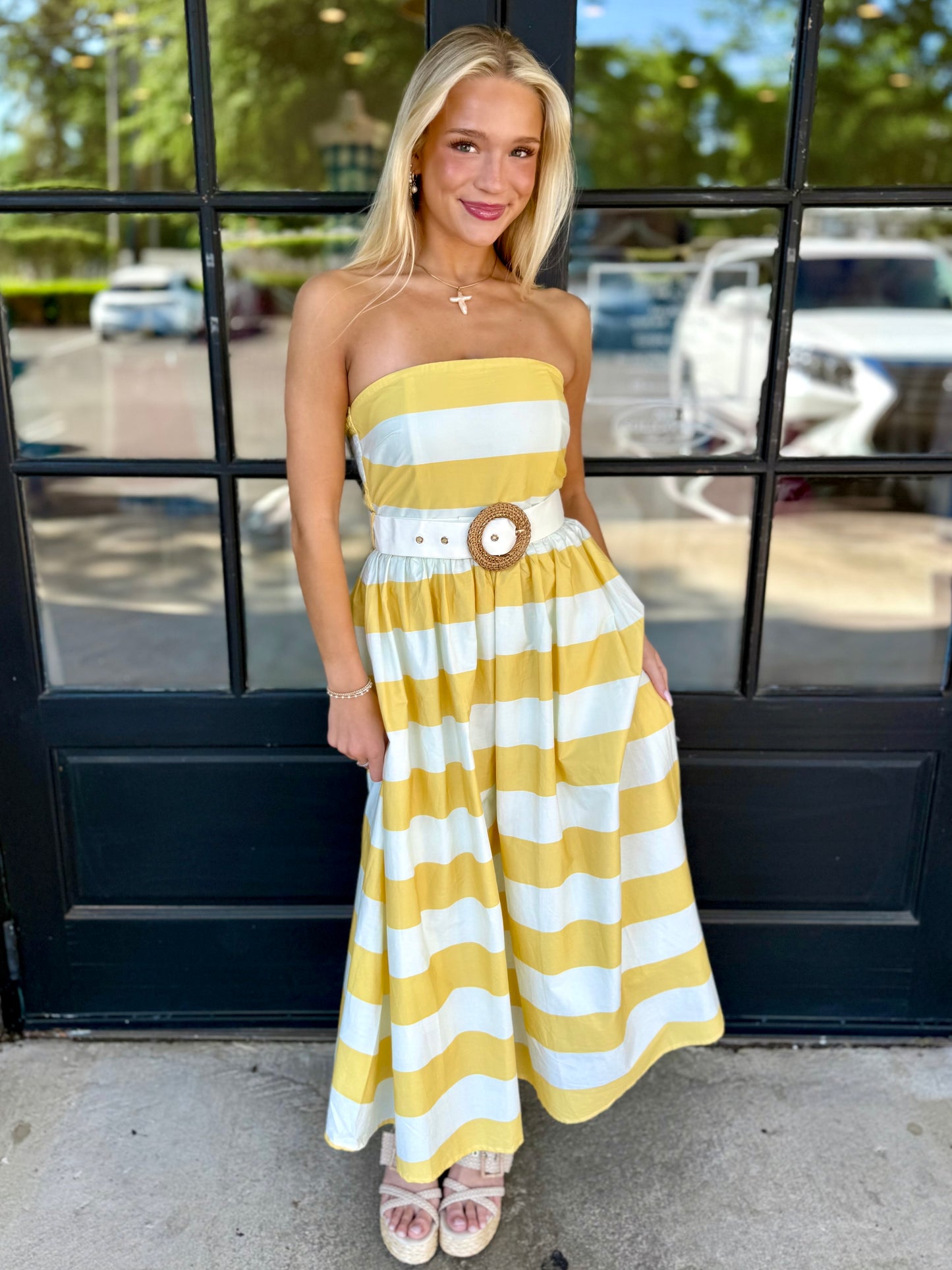 Strapless Belted Stripe Maxi (3 colors)