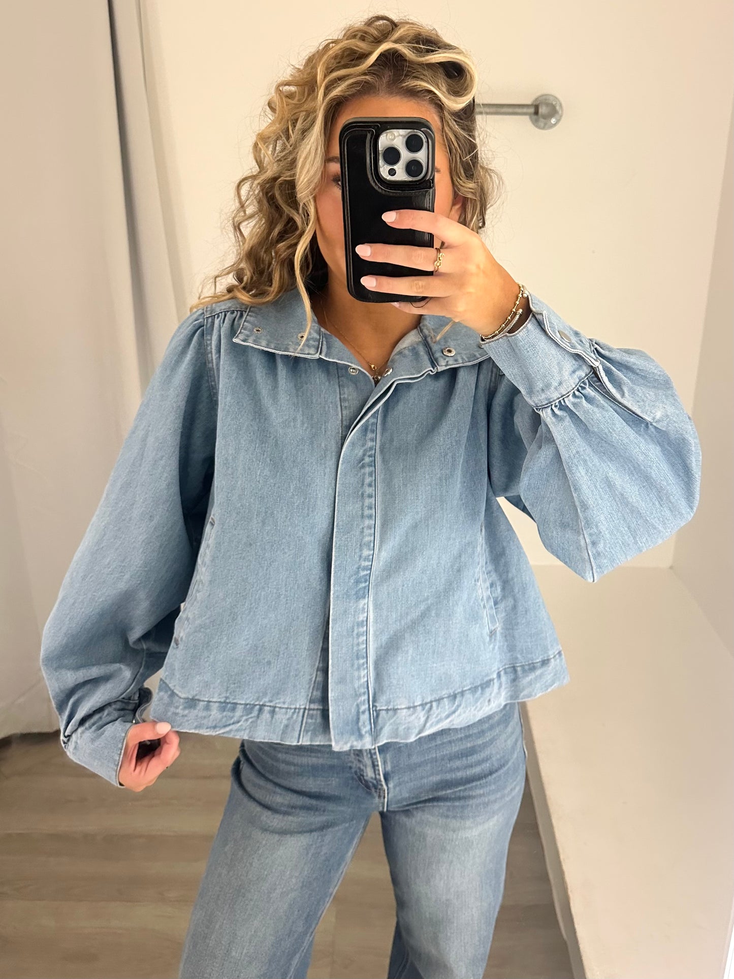 Denim Balloon Sleeve Jacket