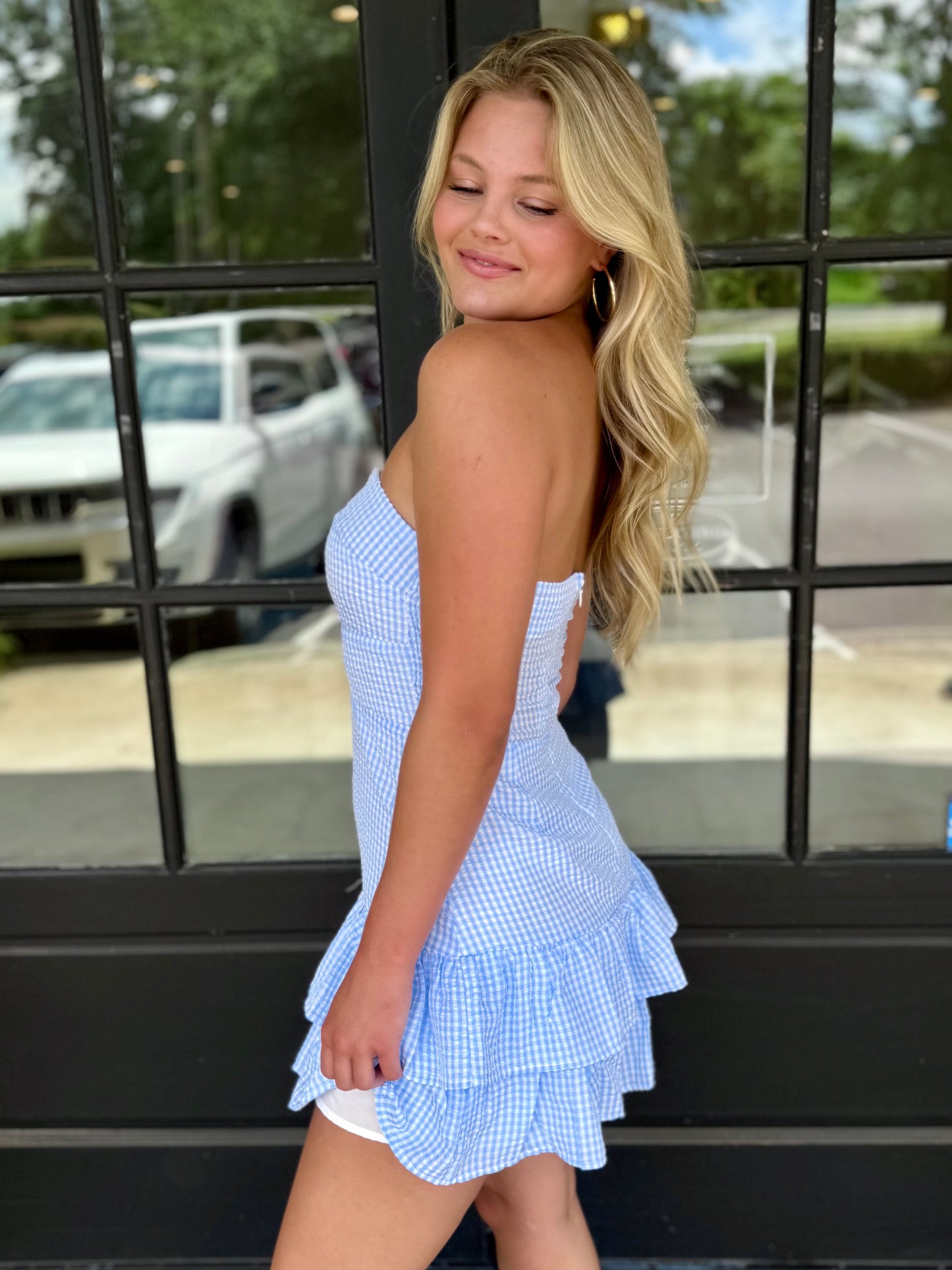 Blue Sweetheart Mini Dress