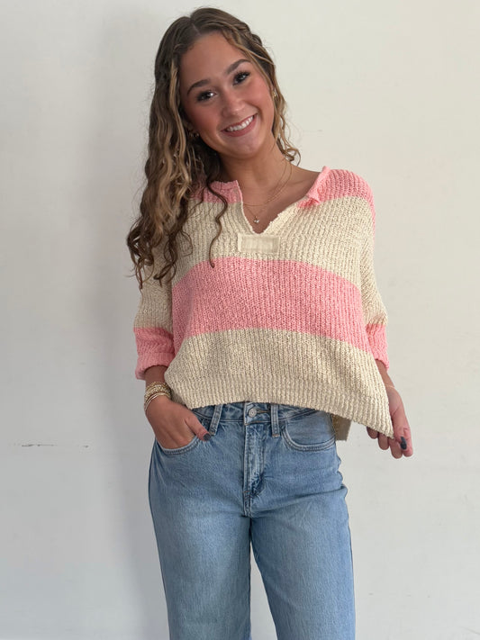 Pastel Pink Stripe L/S