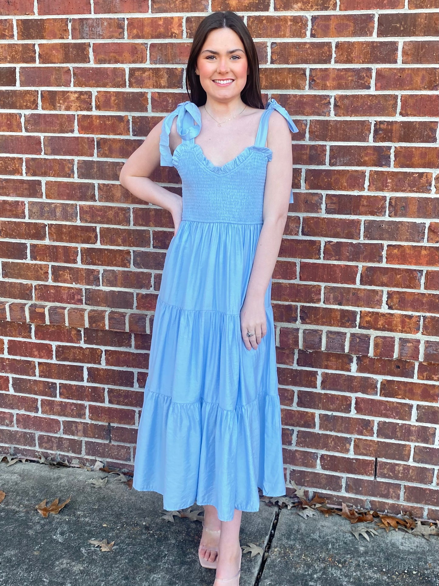 Blue Smock V-Neck Dress