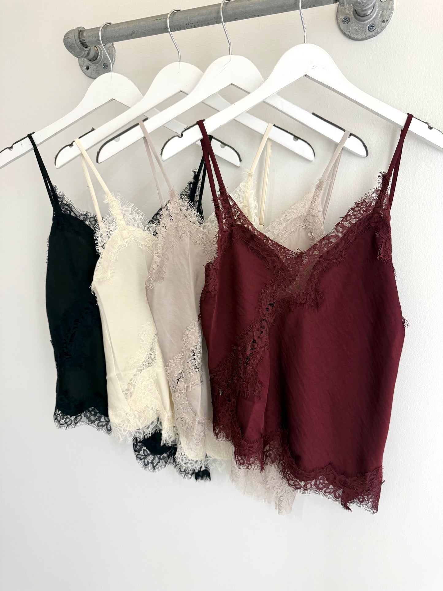 Asym. Silk Lace Top (4 colors)