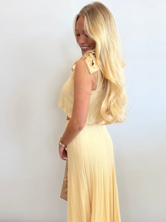 Yellow Pleated Knit Top