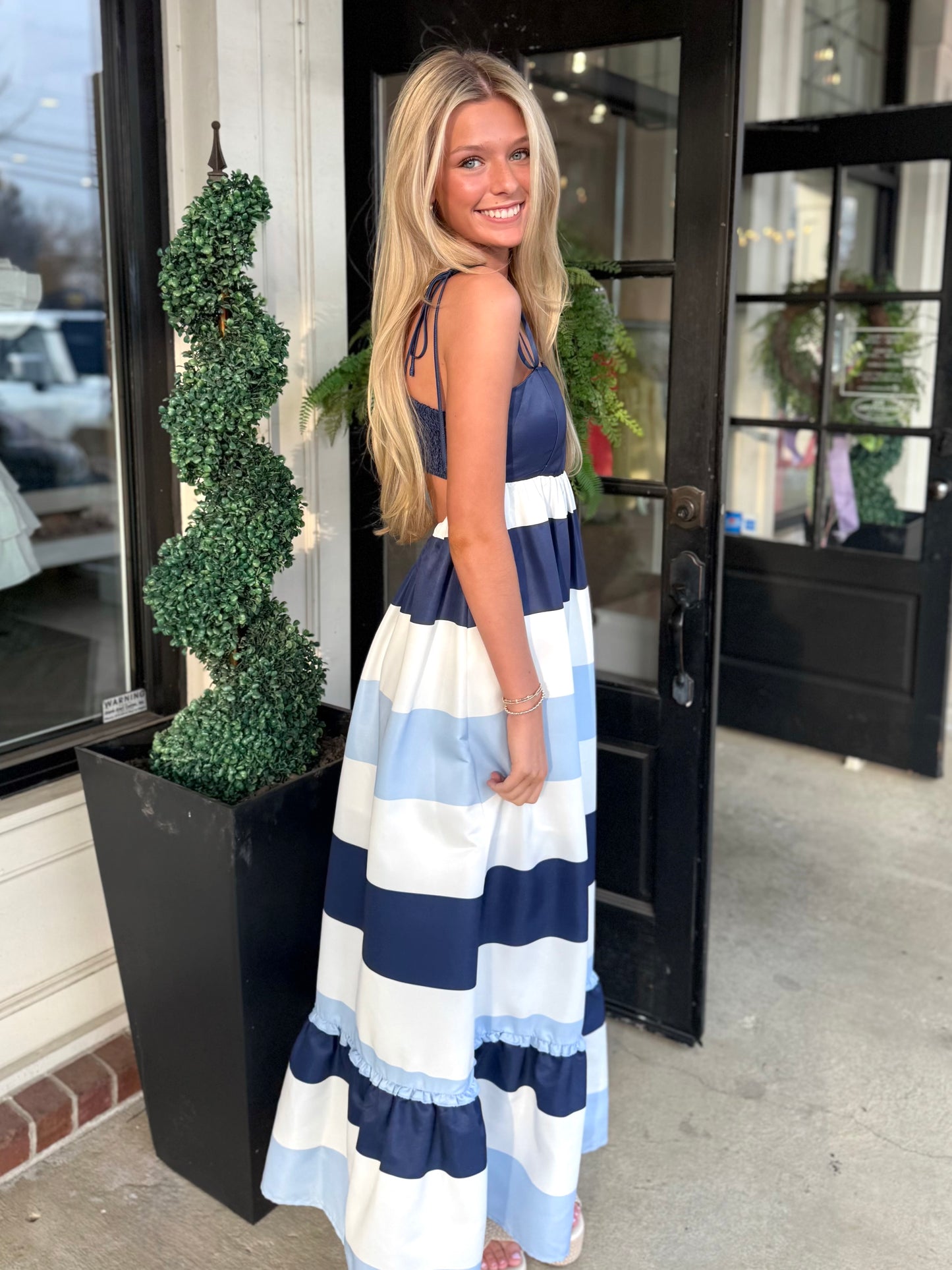 Navy Thick Stripe Maxi