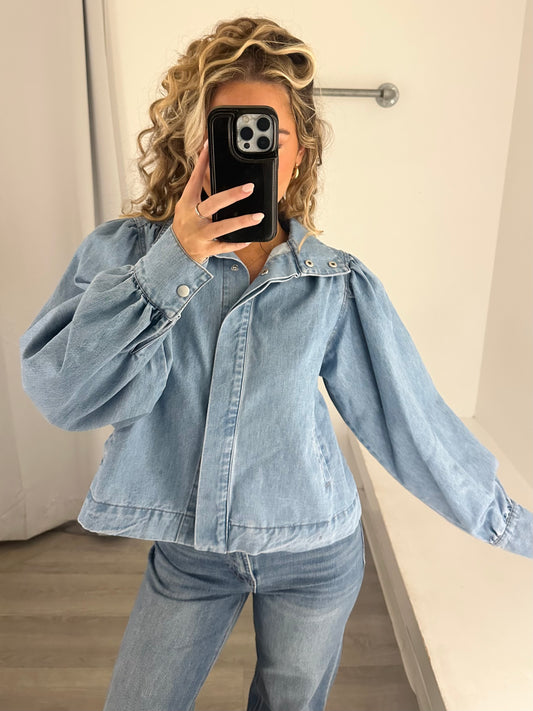Denim Balloon Sleeve Jacket