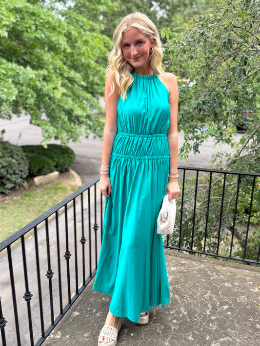 Teal Elastic Waist Maxi