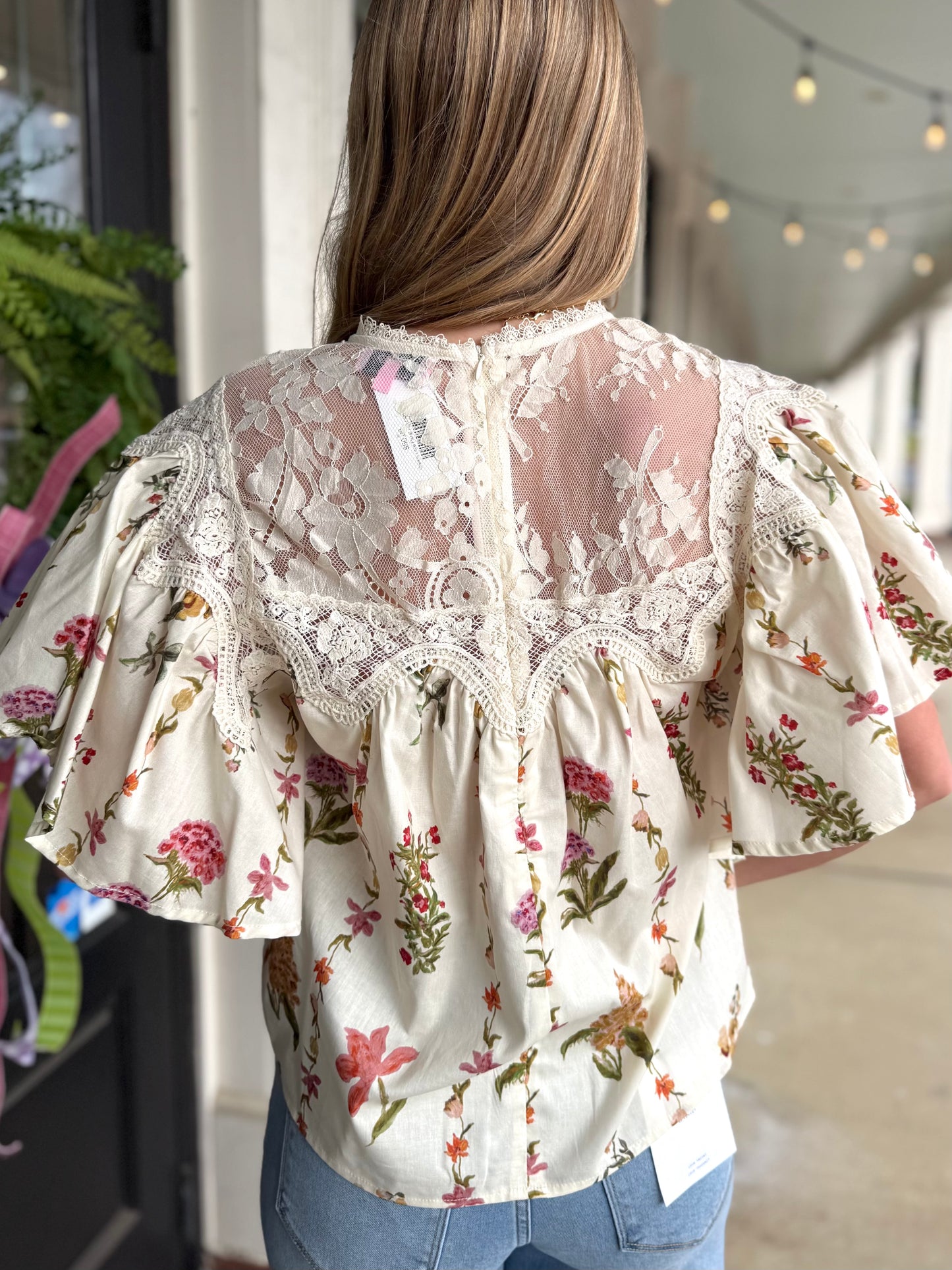 Cream Lace Floral Top