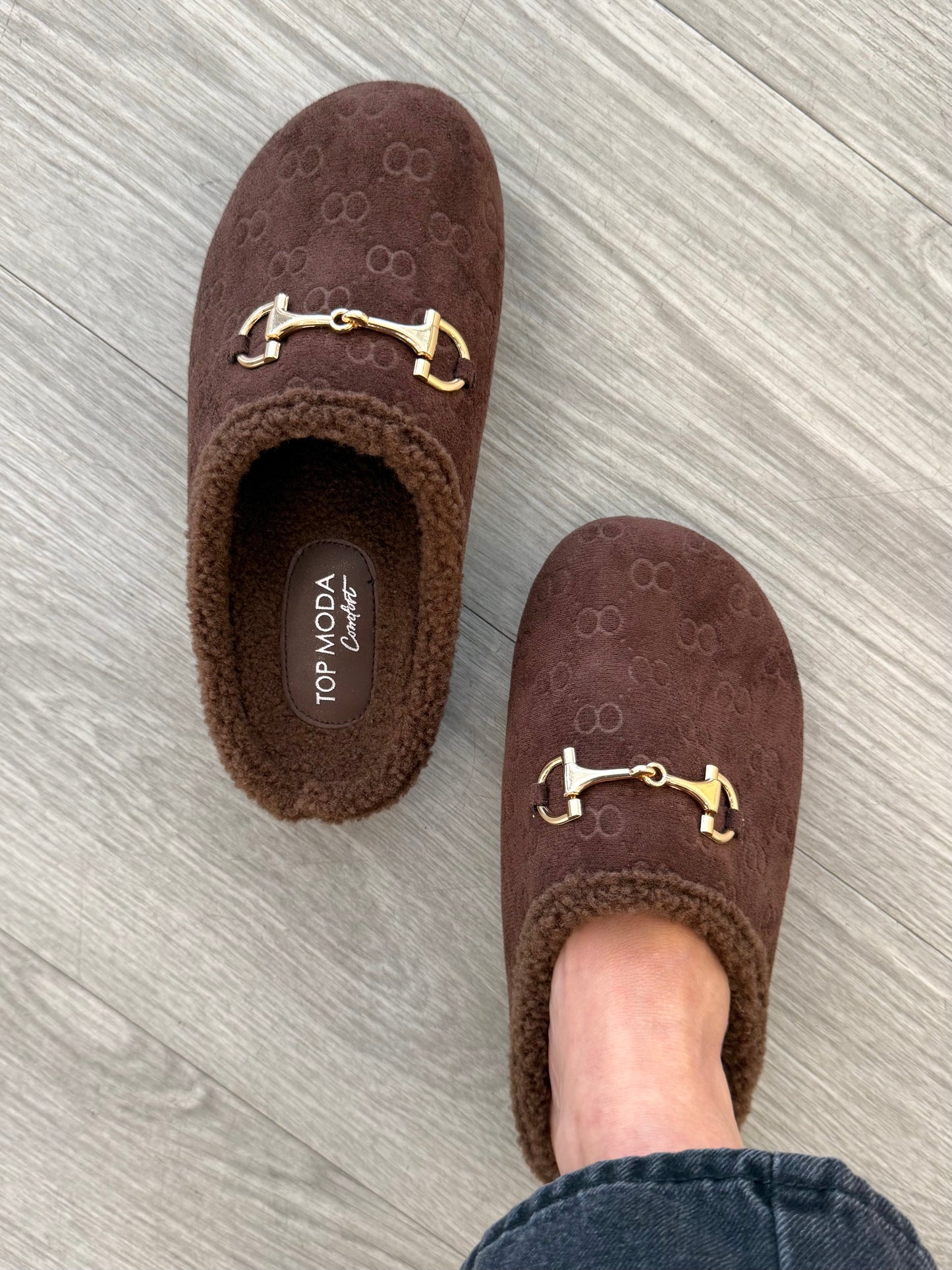 Brown Suede Horsebit Mule