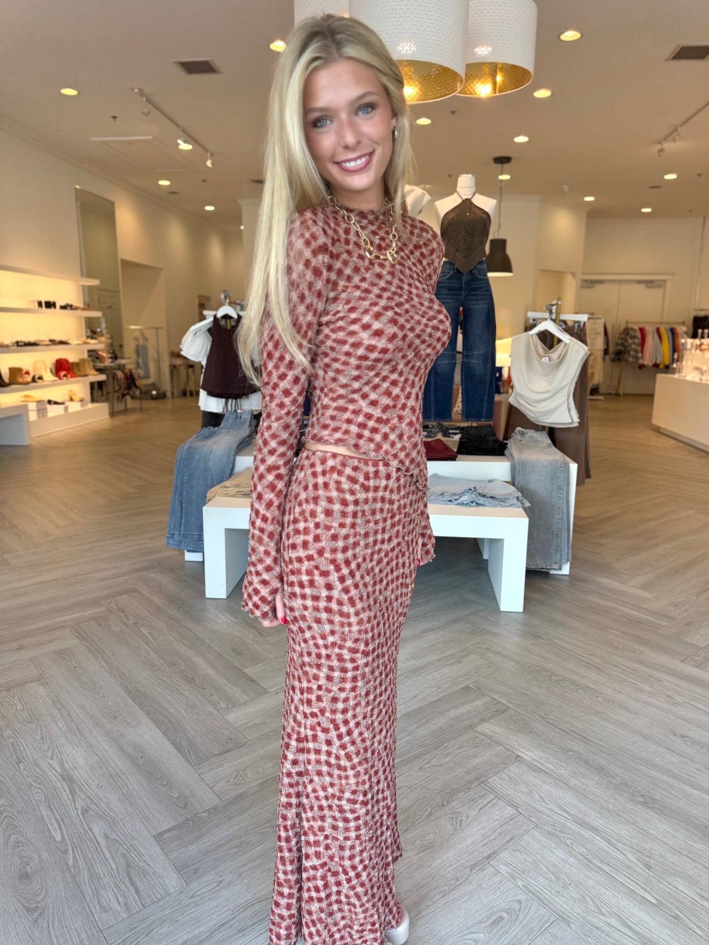 Cinnamon Smocking Maxi Skirt