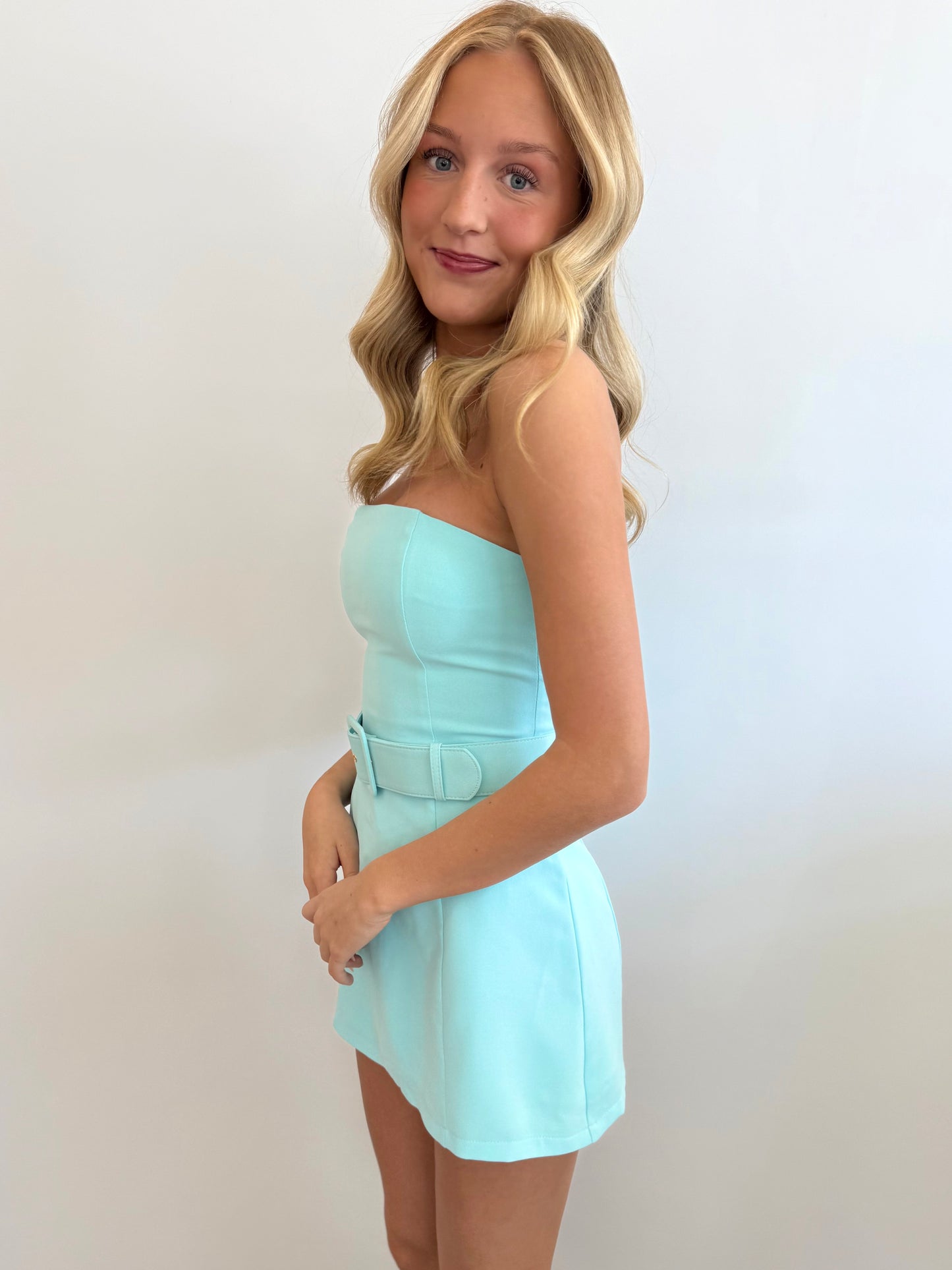 Belted Tube Mini Dress  (4 colors)