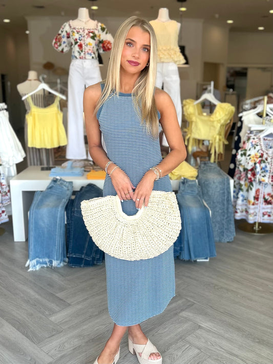 Denim Washed Stripe Midi