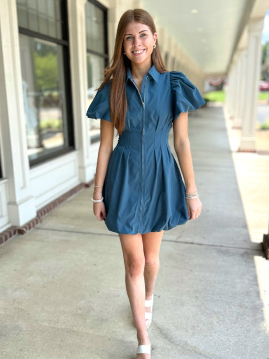 Zip Puff Bubble Dress