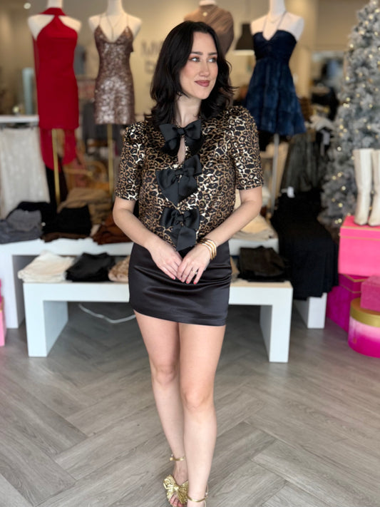 Leopard Front Bow Top