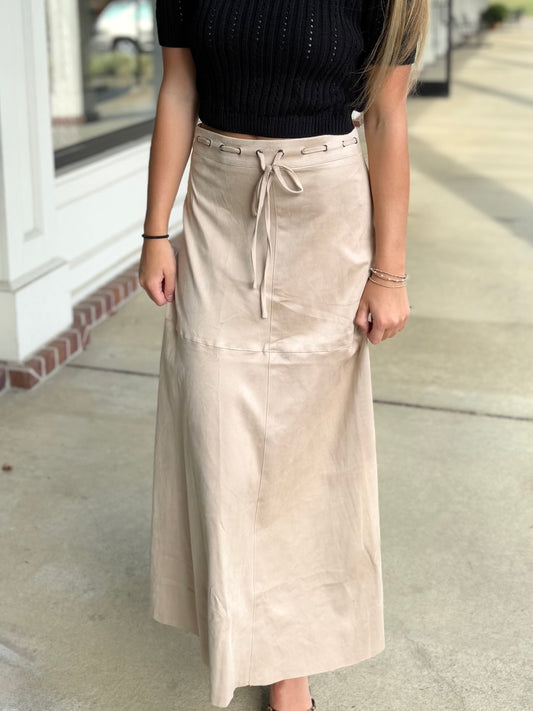 Suede Drawstring Skirt