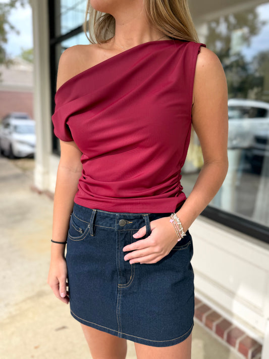 One Shoulder Slant Top