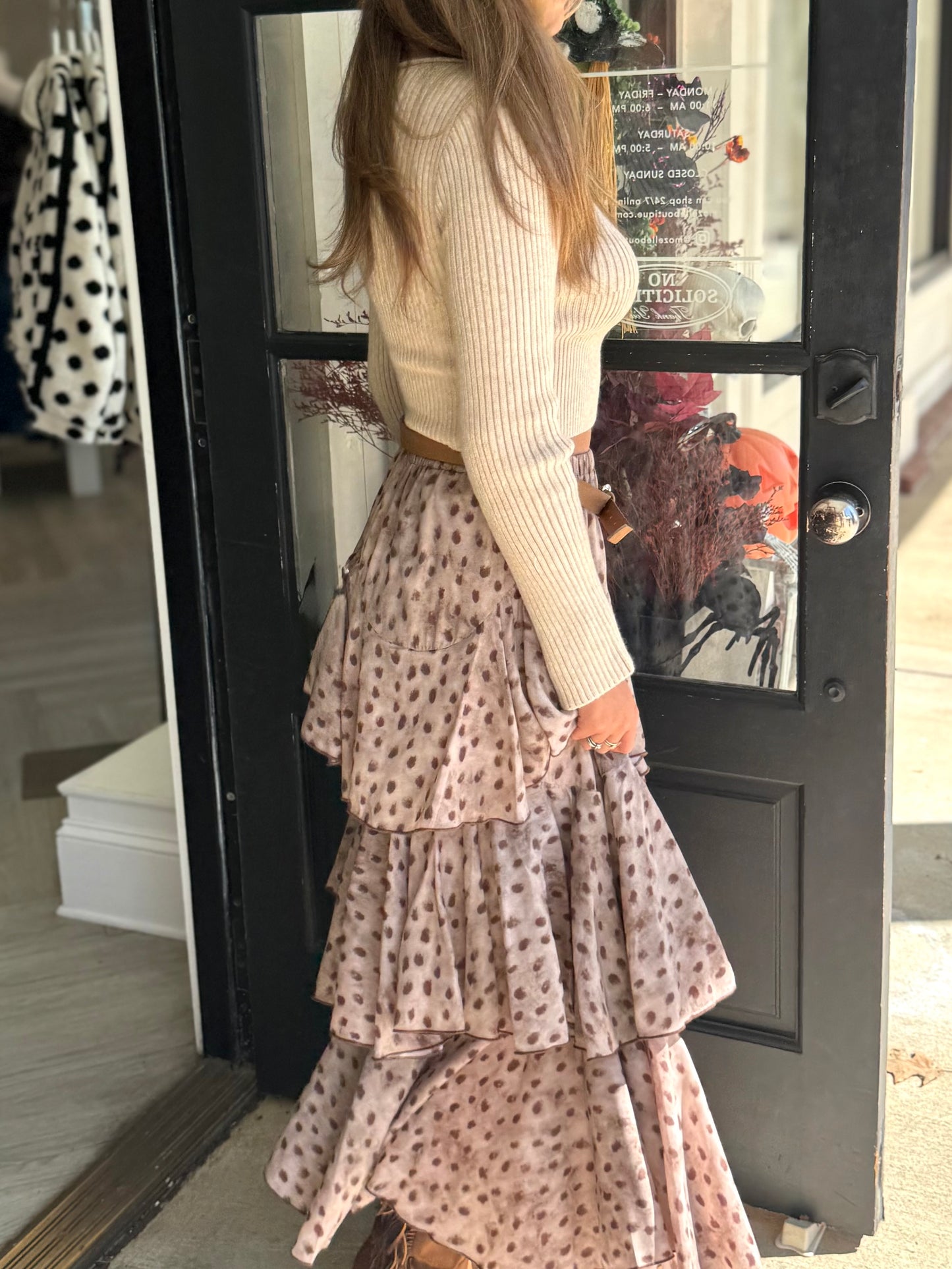 Desert Brown Tiered Maxi Skirt
