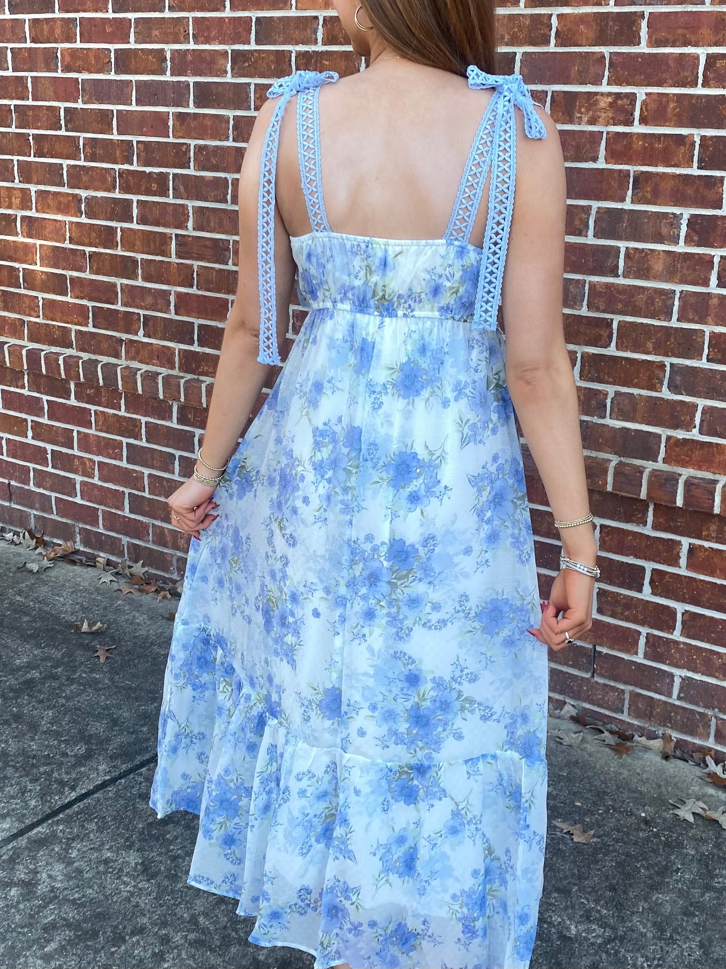 Blue Multi Lace Floral Dress