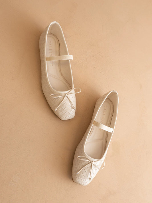 Beige Woven Ballet Flat