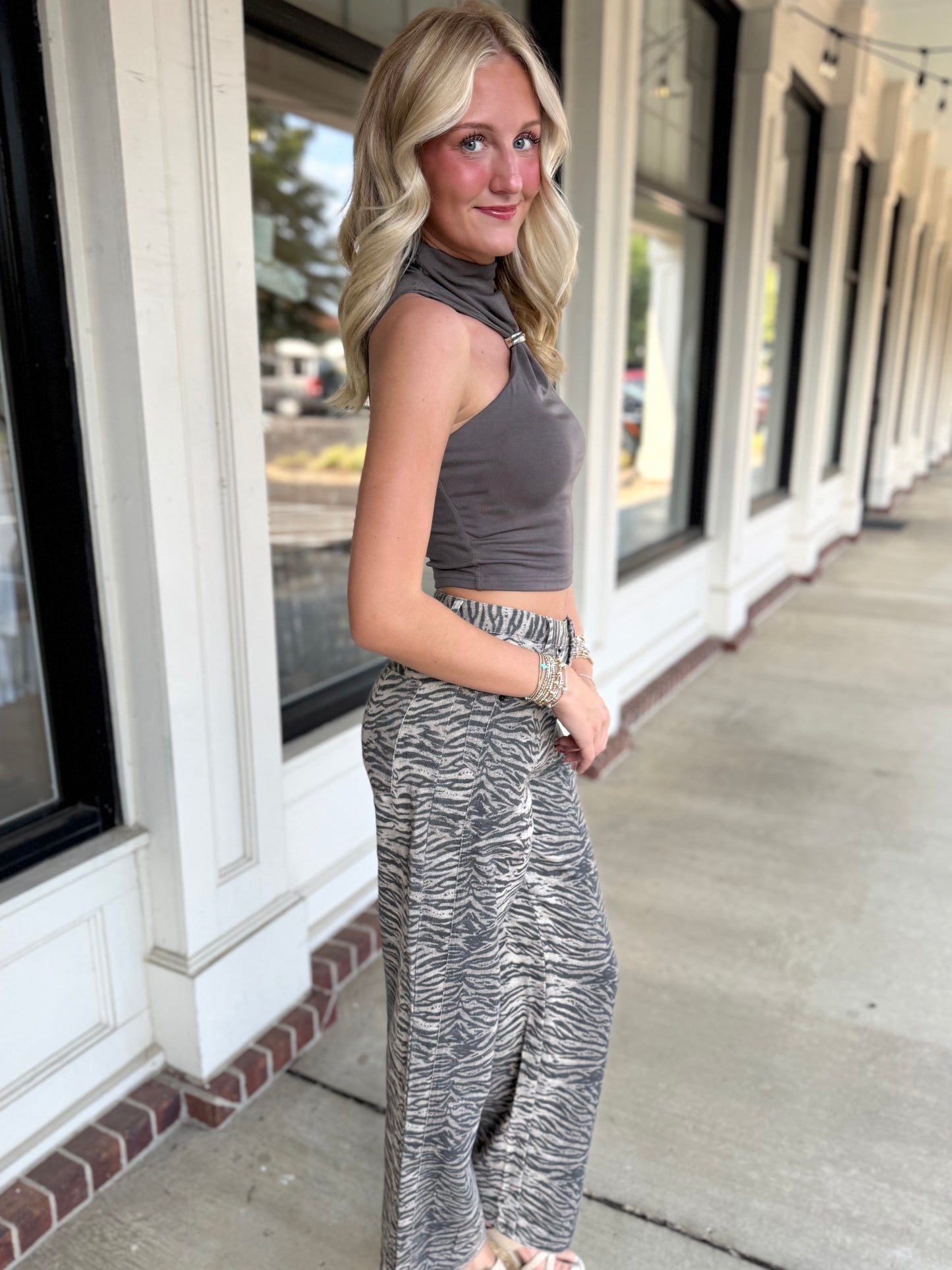 Brown Zebra Twill Pants